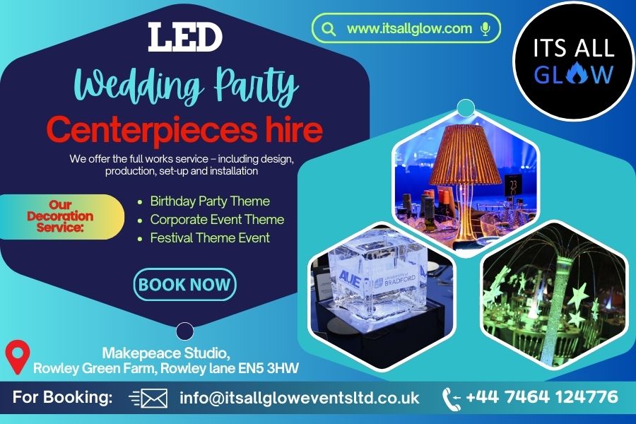 LED Wedding Party Centerpieces hire